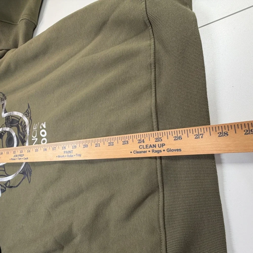True Religion Big HS Foil Zip Hoodie Mens M Kalamata Olive Green Loungewear